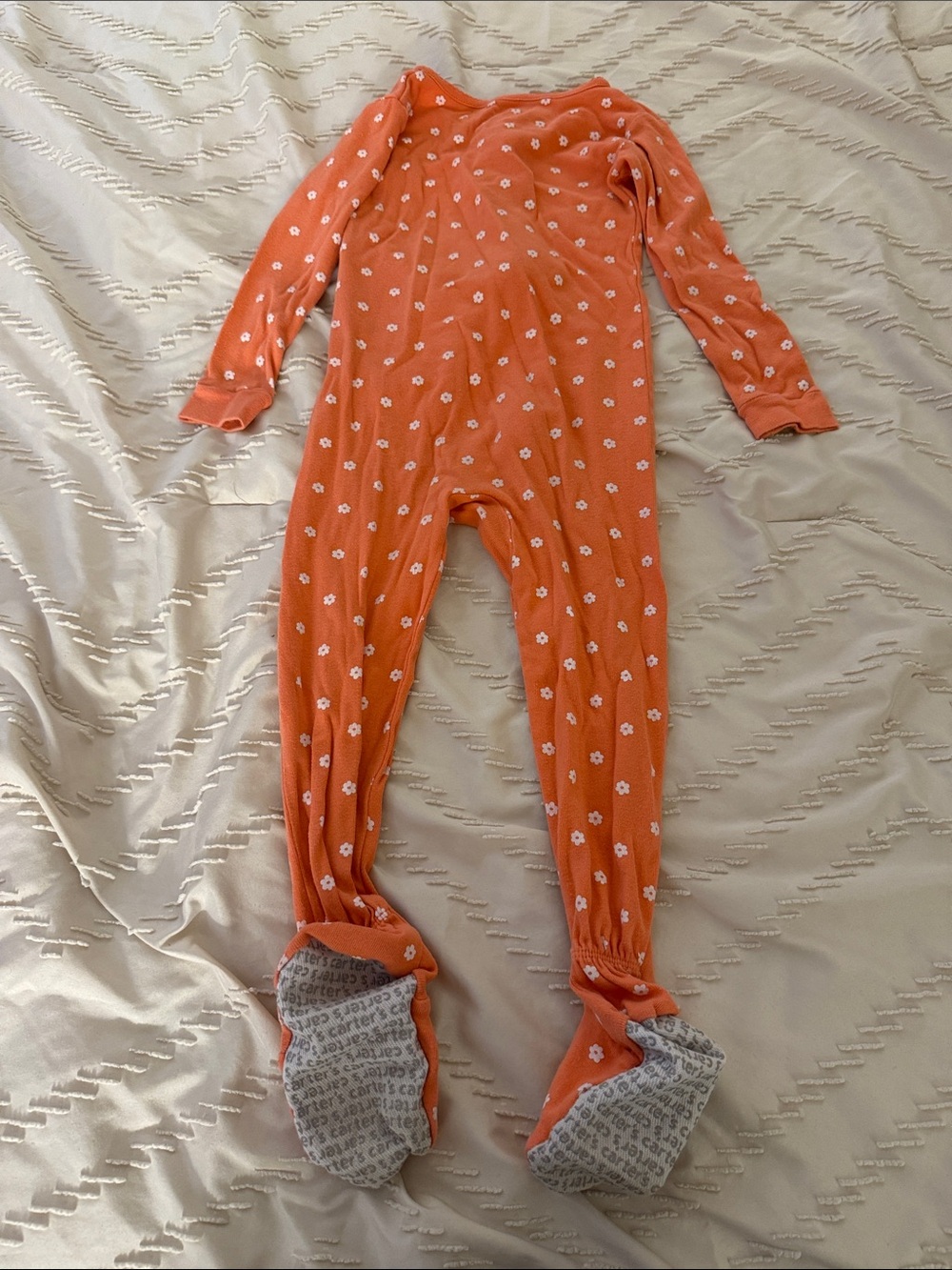 Orange Floral Baby Girls Pajamas with Squirrel Patch - Picture 7 of 7